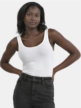 Time and Tru Womens Ribbed Vivid White Summer Tank Top Plus Size XXXL